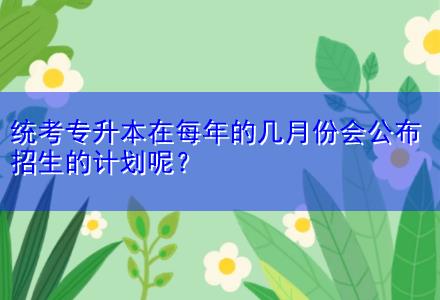 統(tǒng)考專升本在每年的幾月份會(huì)公布招生的計(jì)劃呢？