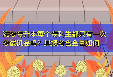 統(tǒng)考專升本每個?？粕贾挥幸淮慰荚嚈C(jī)會嗎？其報考含金量如何