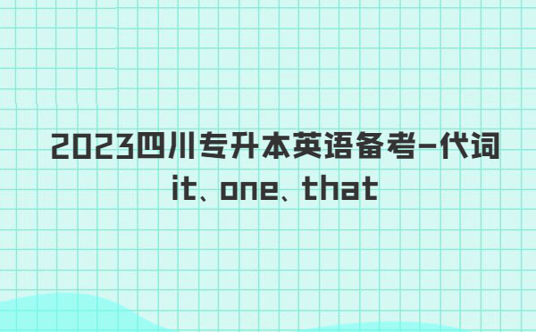 2023四川專升本英語備考-代詞it、one、that