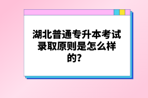 湖北普通專升本考試錄取原則是怎么樣的？