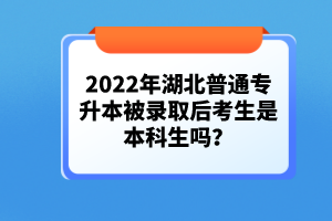 2022年湖北普通專升本被錄取后考生是本科生嗎？