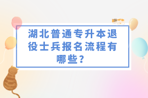 湖北普通專升本退役士兵報名流程有哪些?