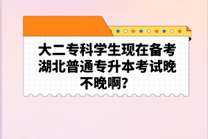 大二?？茖W(xué)生現(xiàn)在備考湖北普通專升本考試晚不晚啊？