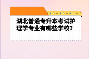 湖北普通專(zhuān)升本考試護(hù)理學(xué)專(zhuān)業(yè)有哪些學(xué)校？