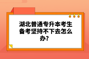 湖北普通專升本考生備考堅(jiān)持不下去怎么辦？