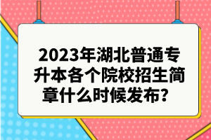 2023年湖北普通專升本各個院校招生簡章什么時候發(fā)布？