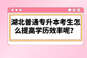 湖北普通專升本考生怎么提高學(xué)歷效率呢？