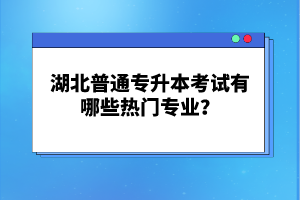 湖北普通專升本考試有哪些熱門專業(yè)？