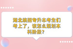 湖北統(tǒng)招專升本考生們考上了，該怎么規(guī)劃本科階段？